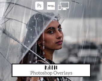 50 Realistic Rain Photoshop Overlays (Digital Download)