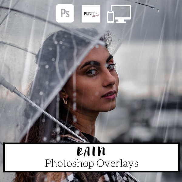 50 Realistic Rain Photoshop Overlays - Transparent JPG, photoshop, overlays, easy to use, DIGITAL DOWNLOAD