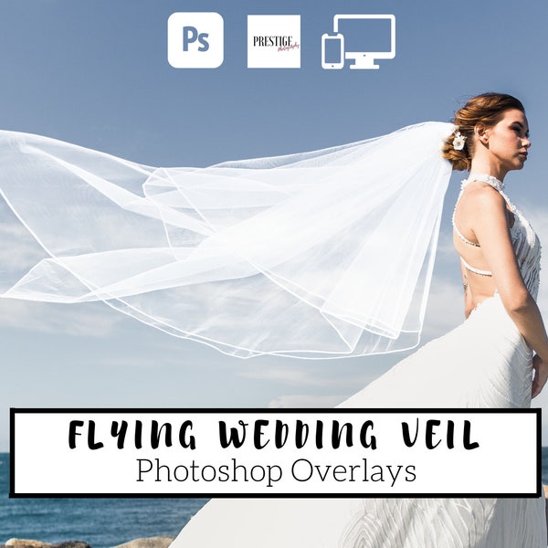 10 Realistic Flying Wedding Veil Photoshop Overlays - Transparent PNG, photoshop, overlays, easy to use, DIGITAL DOWNLOAD