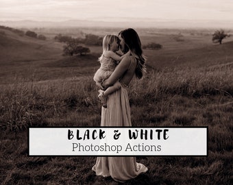58 Black and White Photoshop Actions: Moody Family, Wedding, Studio (ATN)