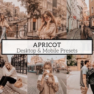 6 PRO Apricot Mobile/Desktop Lightroom Presets - Warm Airy Presets, Moody Presets, Instagram Presets, Fashion Presets, Travel Presets, DNG