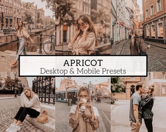 6 PRO Apricot Mobile/Desktop Lightroom Presets - Warm Airy Presets, Moody Presets, Instagram Presets, Fashion Presets, Travel Presets, DNG