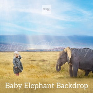 Baby Elephant Digital Backdrop: Savannah Scene (Digital Download)