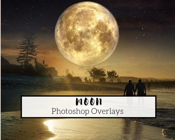 10 Realistic Moon Photoshop Overlays Transparent Png Etsy