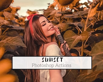 6 Pro Sunset Photoshop Actions - Portrait Actions, Summer Actions, Outdoor Actions, Scenery Actions, Sunlight Actions, Instagram Actions