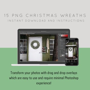 15 Realistic Christmas Wreath Photoshop Overlays: Transparent PNG ...