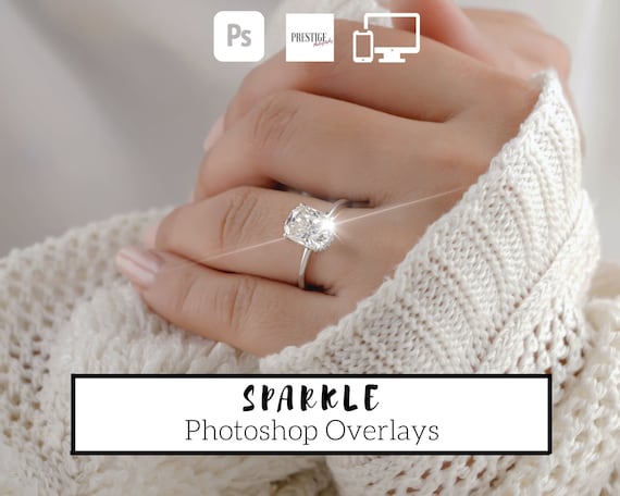 20 Realistic Sparkle Photoshop Overlays: Transparent PNG (Digital Download)