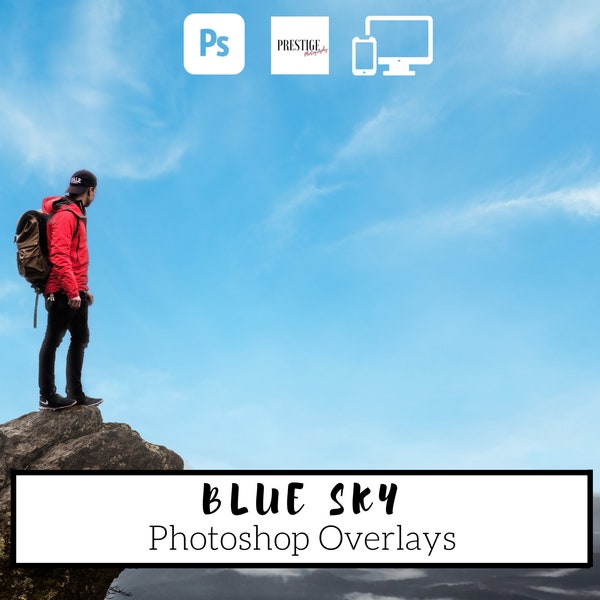 100 Realistic Blue Sky Photoshop Overlays - Transparent JPG, photoshop, overlays, easy to use, DIGITAL DOWNLOAD