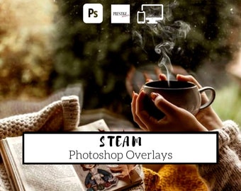 60 Realistic Steam Photoshop Overlays - Transparent JPG, photoshop, overlays, easy to use, DIGITAL DOWNLOAD