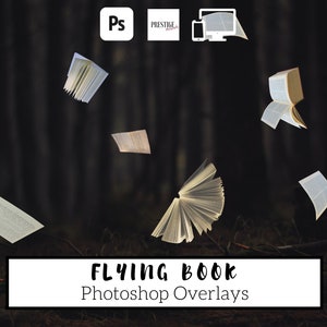 35 Realistic Flying Book Photoshop Overlays - Transparent PNG, photoshop, overlays, easy to use, DIGITAL DOWNLOAD