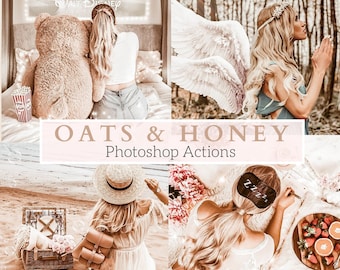 5 actions Photoshop Pro Oats And Honey - Actions dorées, Actions chaleureuses, Actions aérées, Actions estivales, Actions Instagram, Actions Blogger