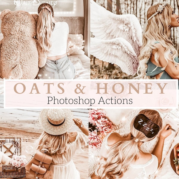 5 Pro Oats And Honey Photoshop Actions - Golden Actions, Warm Actions, Airy Actions, Summer Actions, Instagram Actions, Blogger Actions