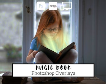 20 Realistic Magic Book Photoshop Overlays - transparent PNG, photoshop, overlays, easy to use, DIGITAL DOWNLOAD