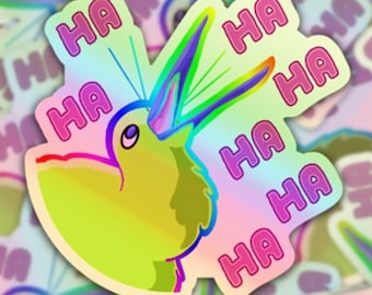 Kiwahahaha | Laughing Kiwi | Holographic Sticker