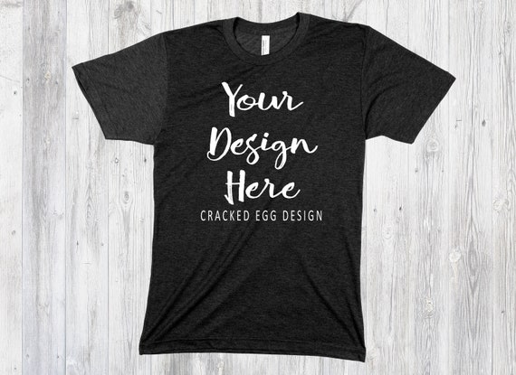 T-Shirt Mockup American Apparel T401 Black Shirt On