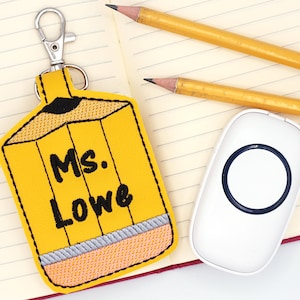 Personalized Pencil Classroom Doorbell Holder, Custom Doorbell Case Key Chain, Teacher Lanyard Accessory, Teacher Gift