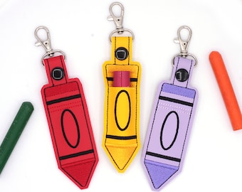Crayon Lip Balm Holder Key Chain Case, Lanyard or Bag Accessory, Teacher Gift