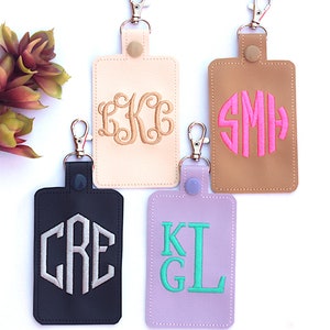 Custom Monogram Badge Holder, Personalized Initials Vertical ID Card Protector Case, Lanyard Accessory, Teacher Gift