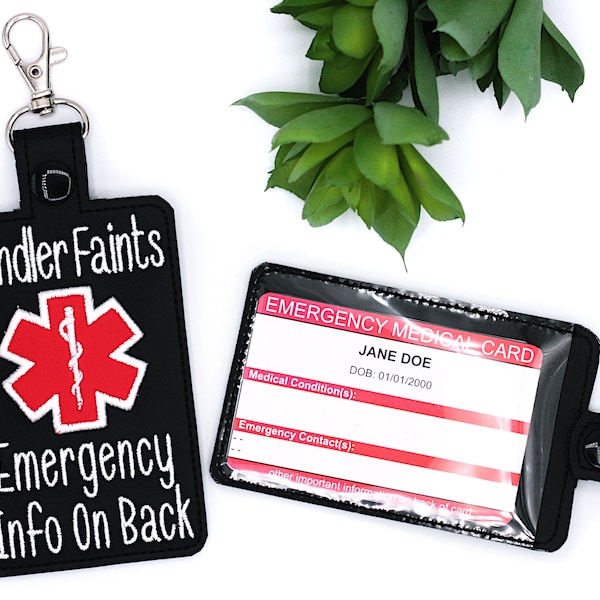 Portainformación médica personalizado, funda protectora vertical para tarjetas de identificación de alerta médica, portainformación de emergencia para perros de servicio
