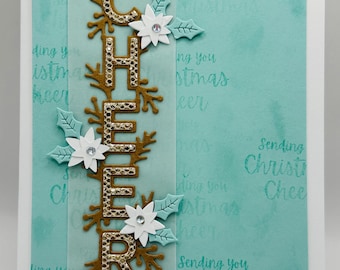 Handmade Christmas Card - Glitzy Glam Cheer - sparkly greeting card