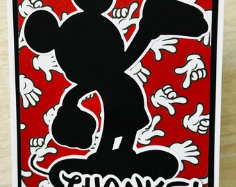 Handmade Disney Thank You Card Mickey Mouse - Classic Mickey Mouse silhouette greeting card