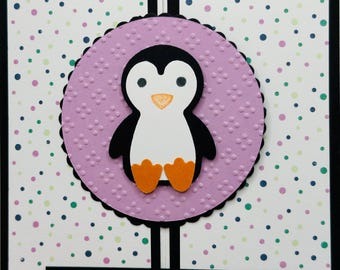 Handmade Winter Penguin Greeting Card: Friendship Card