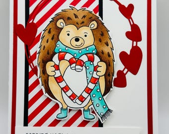 Handmade Christmas Card - Cute Hedgehog