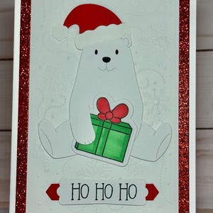 Handmade Christmas Card - Polar Bear Santa