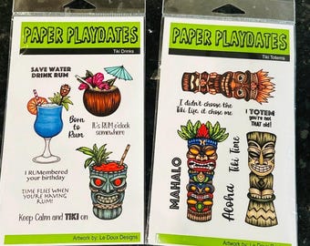 Tiki Totems & Drinks Stamp Set - Paper Playdates Exclusive