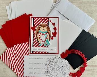 Christmas Card Making Kit: Hedgehog, Beginner Friendly, Makes 4 Cards