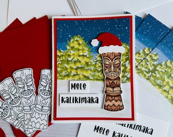 DIY Santa Tiki Christmas Card Making Kit - Makes 4 Holiday Cards
