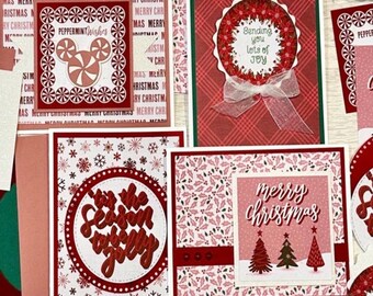 DIY Christmas Card Making Kit: Red & Pink Holiday Craft - Makes 4