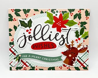 Handmade Christmas Card - cute reindeer - Rudolph