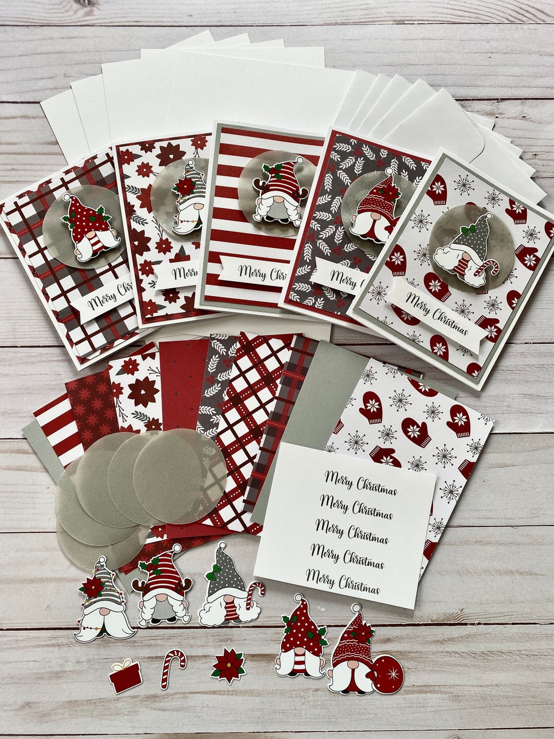 DIY Holiday Gnomes Christmas Card Making Kit Pre-cut Pieces - Etsy