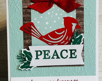 Handmade Christmas Card - Peace - Cardinal