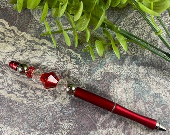 Red metal beaded pen