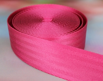 Seat belt webbing, 38mm wide, pink