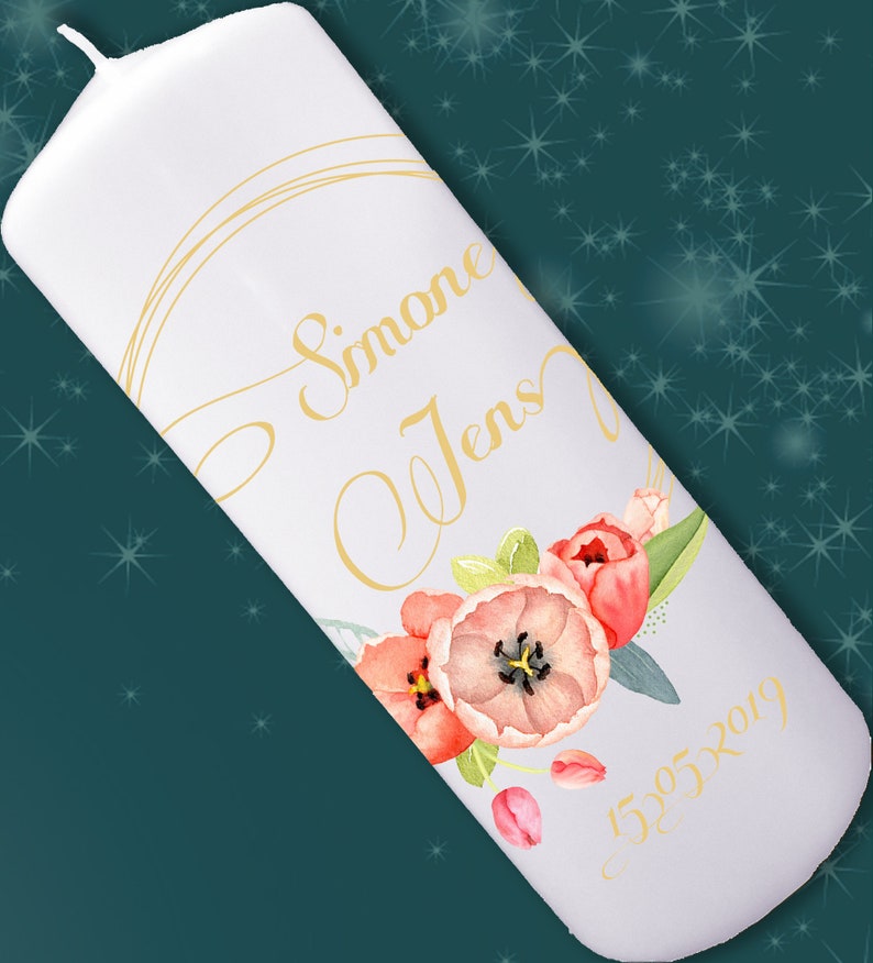 Wedding candle Tulip personalized