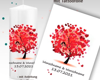 Tattoofolie für Hochzeitskerze "Juliane" DIY-Hochzeitskerze, bedruckte Wasserschiebefolie, Hochzeitskerze selber machen