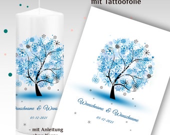 Tattoofolie für Hochzeitskerze "Jola" DIY-Hochzeitskerze, bedruckte Wasserschiebefolie, Hochzeitskerze selber machen