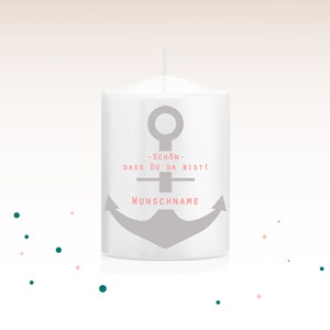 Gastgeschenk Kerze "Eva", Kerze, Hochzeit, Taufe, Gastgeschenk mit Namen, Namenskarte, Platzkarte, Anker, Tischkarte zur Hochzeit