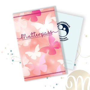 Mutterpasshülle "Schmetterling rosa", Schutzhülle für Mutterpass, Schwangerschaft