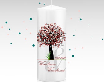 Hochzeitskerze "Jana", Traukerze, Kerze, Hochzeit, Maibaum, Baum, Lebensbaum, Blumenbaum, Hochzeitskerze mit Namen, personalisiert