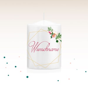 Gastgeschenk Kerze "Beate", Kerze, Hochzeit, Taufe, Gastgeschenk mit Namen, Namenskarte, Platzkarte, Rosen, Tischkarte zur Hochzeit