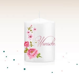 Gastgeschenk Kerze "Birte", Kerze, Hochzeit, Taufe, Gastgeschenk mit Namen, Namenskarte, Platzkarte, Pfingstrose, Tischkarte zur Hochzeit