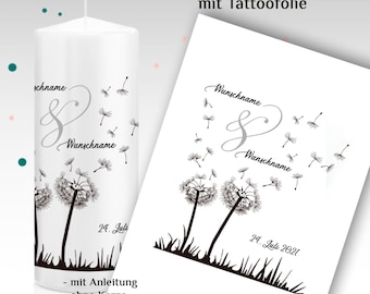 Tattoofolie für Hochzeitskerze "Briana" DIY-Hochzeitskerze, bedruckte Wasserschiebefolie, Hochzeitskerze selber machen