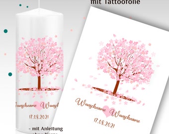 Tattoofolie für Hochzeitskerze "Juna" DIY-Hochzeitskerze, bedruckte Wasserschiebefolie, Hochzeitskerze selber machen
