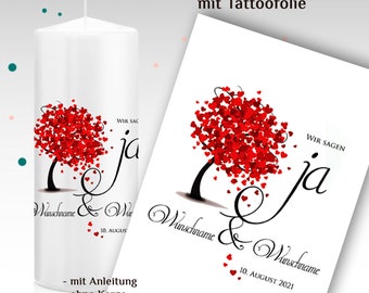 Tattoofolie für Hochzeitskerze "Janine" DIY-Hochzeitskerze, bedruckte Wasserschiebefolie, Hochzeitskerze selber machen