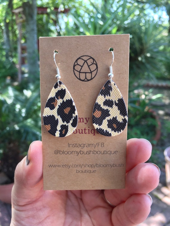 Small Leopard Print Faux Leather Earrings - Leopard Faux Leather Earrings Small Leopard Print Faux Leather Earrings - Leopard Faux Leather Earrings