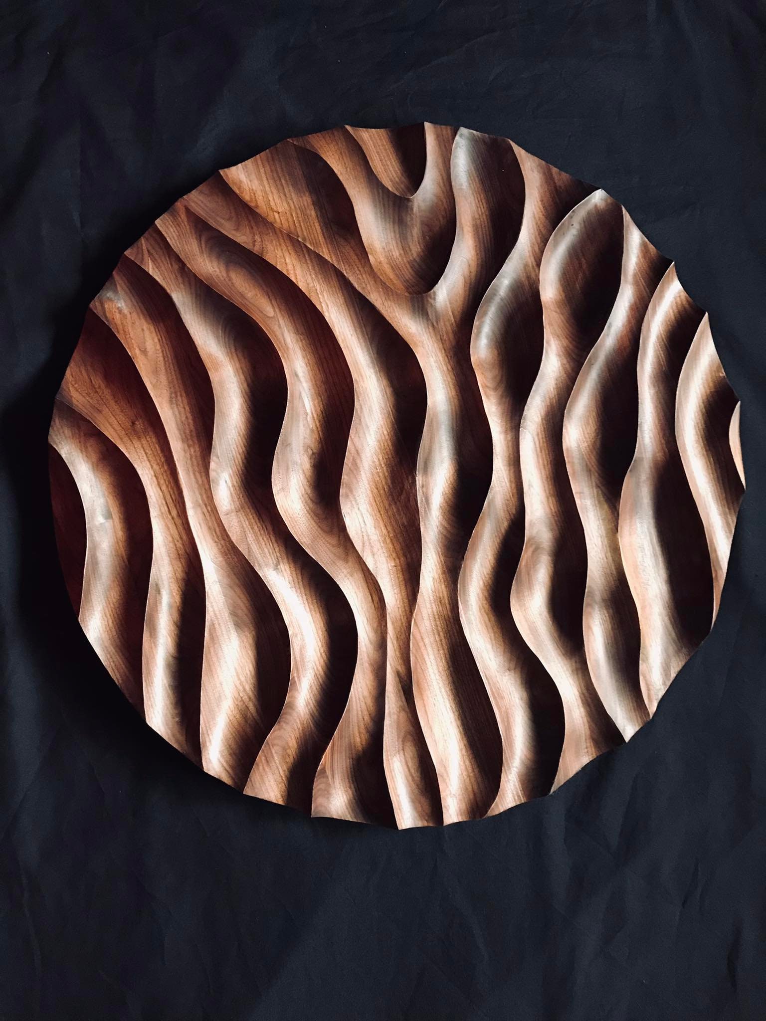 Wood Wall Art, Large Wood Sculpture, Round Wall Art, Solid Wood Wall